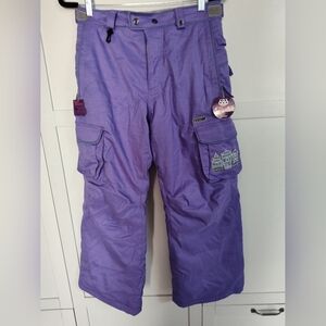 Girls 868 purple snow pants Sz LG 25" Inseam New Tags Detachable Liner gorgeous